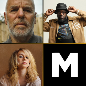 Grid image of bold man left, man in hat and brown jacket arms up and woman blonde left, right Morley Radio logo