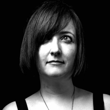 Woman dungarees black and white image