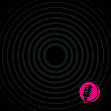 Black square with fade pulse swirl image and microphone icon i