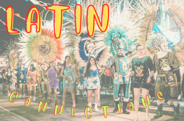Latin festival image with Latin Connection text on top in yellow and green