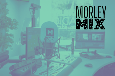 Morley Mix text in right hand corner. Filtered green background of Morley Radio North Kensington studios