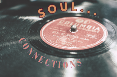 Soul Connections curvy text around a Columbia records vinyl